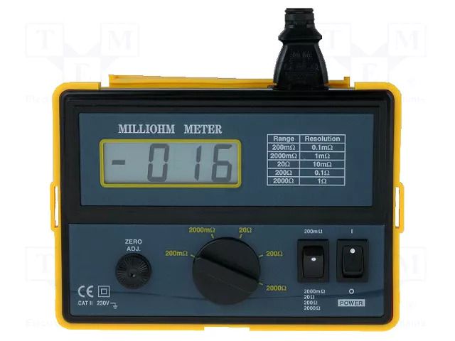 Milli-ohm meter; LCD; (1999); 0.1÷200mΩ,2Ω,20Ω,200Ω,2kΩ; 230VAC EXTECH EX380462