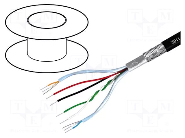 Wire; 1x2x0.08mm2,2x2x0.08mm2,2x0.14mm2; stranded; OFC; black TASKER TAS-TSK1162