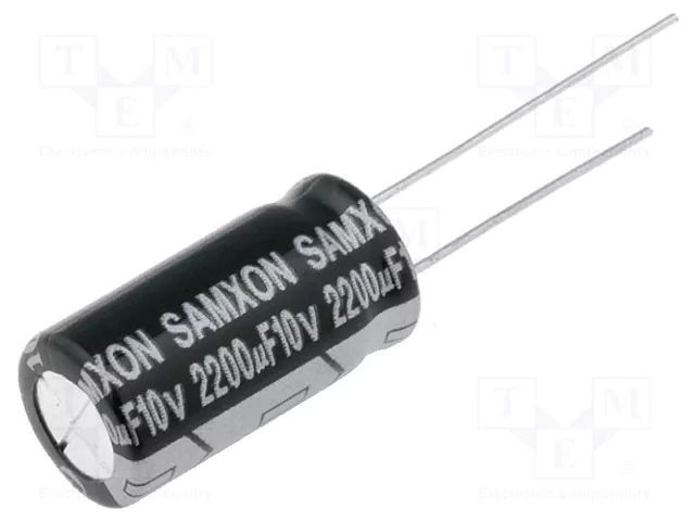 Capacitor: electrolytic; low ESR; THT; 2200uF; 10VDC; Ø10x20mm SAMXON GT2200/10