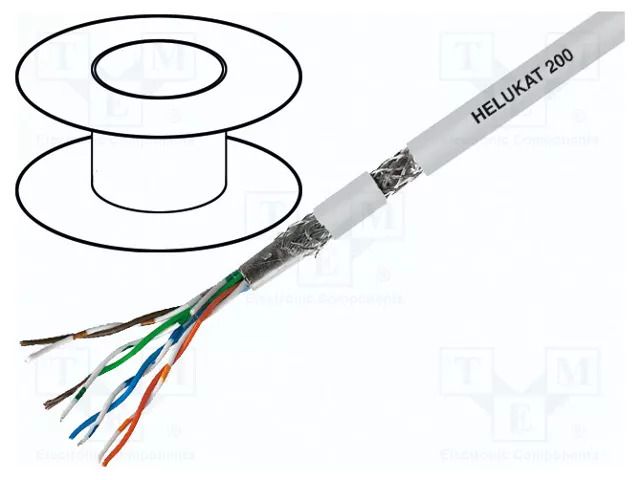 Wire; HELUKAT® 200,SF/UTP; 4x2x26AWG; 5e; stranded; Cu; FRNC; grey HELUKABEL HELUKAT200-SFTP-FF