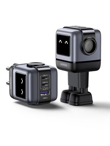 Sienas ātrais lādētājs Nexode Robot GaN 65W USB-A + 2xUSB-C QC4.0+ PD3.0, melns UGREEN/25685B 6941876236688