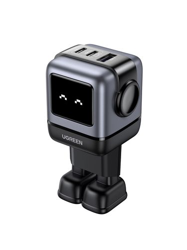 Sienas ātrais lādētājs Nexode Robot GaN 65W USB-A + 2xUSB-C QC4.0+ PD3.0, melns UGREEN/25685B 6941876236688