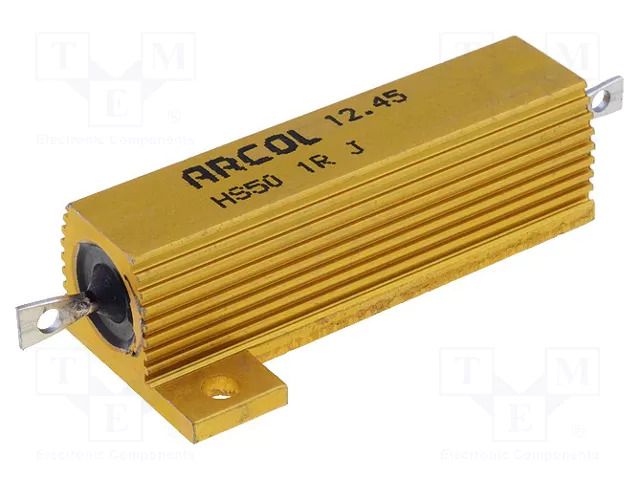 Resistor: wire-wound; with heatsink; screw; 1Ω; 50W; ±5%; 1.25kV ARCOL/OHMITE HS50-1RJ