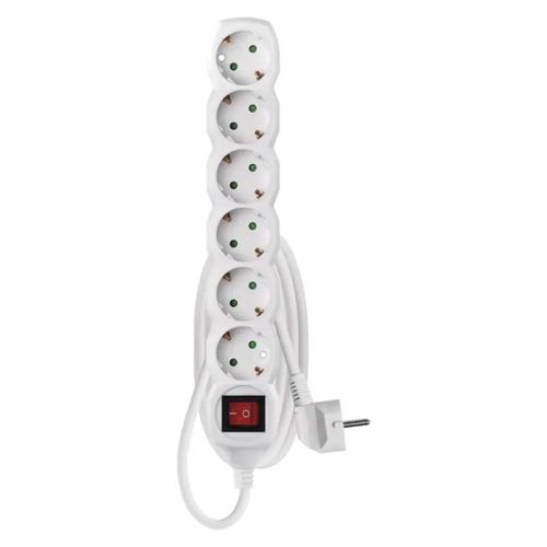 Extension Cord 1.5 m / 6 sockets / switch / white / PVC / 1.5 mm2, EMOS P1621R 8592920092675