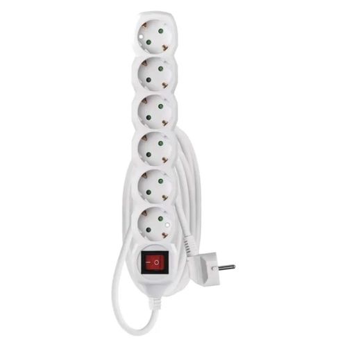 Extension Cord 3 m / 6 sockets / switch / white / PVC / 1.5 mm2, EMOS P1623R 8592920064450