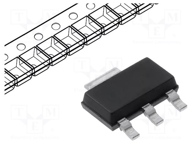 IC: voltage regulator; LDO,linear,fixed; 3.3V; 1A; SOT223; SMD TAIWAN SEMICONDUCTOR TS1117BCW33-RPG