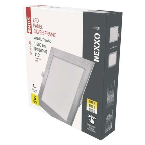 LED recessed luminaire NEXXO, square, silver, 18W, with change CCT, EMOS ZD2243 8592920109083