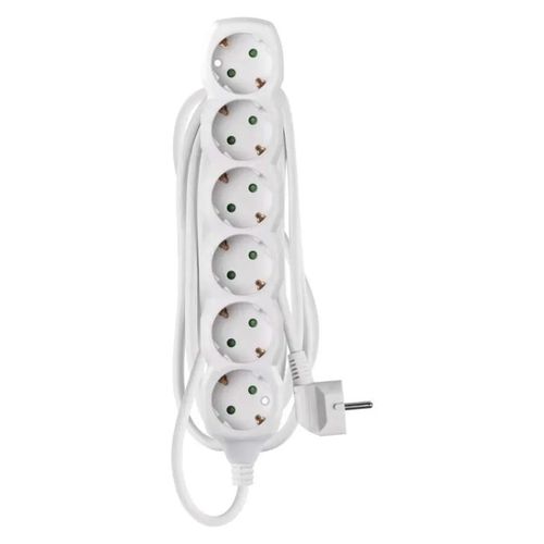 Extension Cord 5 m / 5 sockets / white / PVC / 1.5 mm2, EMOS P0623R 8592920107416