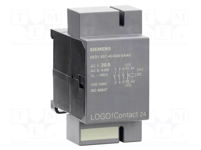 Contactor: 3-pole; LOGO!8; 24VDC; for DIN rail mounting; LOGO!8 SIEMENS 6ED1057-4CA00-0AA0