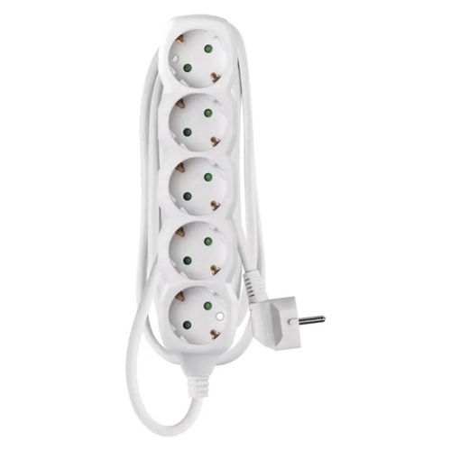 Extension Cord 2 m  /  5 sockets  /  white  /  PVC  /  1 mm2, EMOS P0522 8592920135938