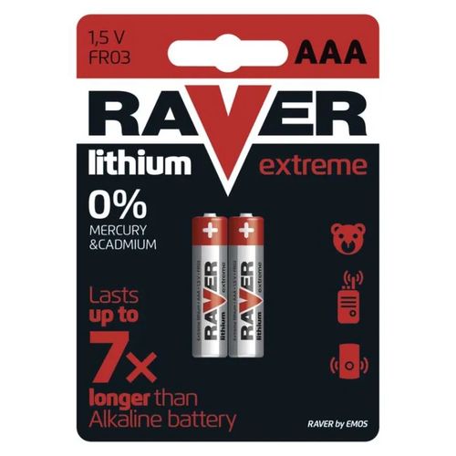 RAVER Lithium battery FR03 (AAA), 2 pcs in blister, Raver B7811 8595025364357