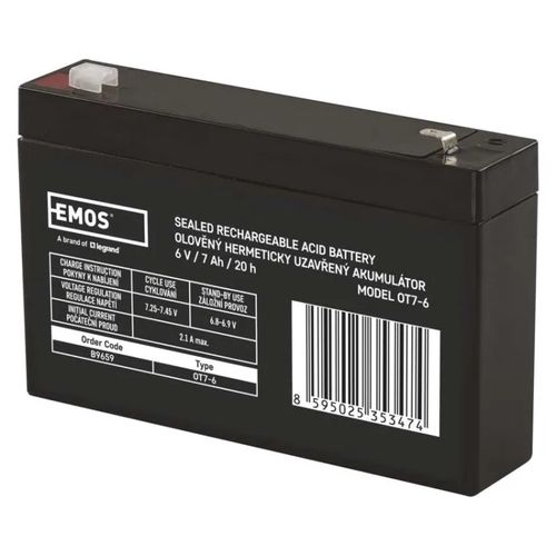 SLA battery 6V 7Ah faston 4,7 mm, EMOS B9659 8595025353474