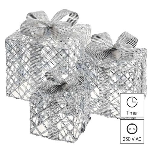 LED presents, 3 sizes, indoor, cool white, timer, EMOS DCFC10 8592920093986