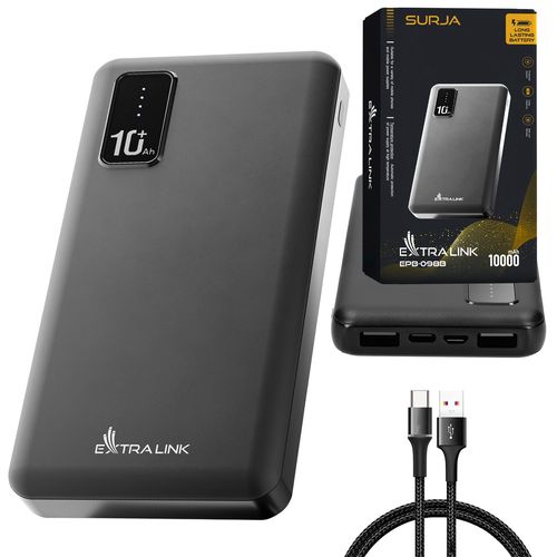 Extralink EPB-098B 10000mAh Black | Powerbank | Power bank, USB-C, EXTRALINK EX.19621 5903148919621