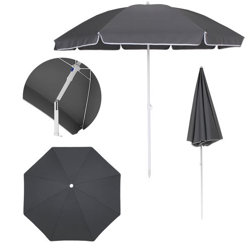 Foldable Beach Umbrella Black Forest, 1.8m Grey, EXTRALINK L-0707 SZARY 5907207224428