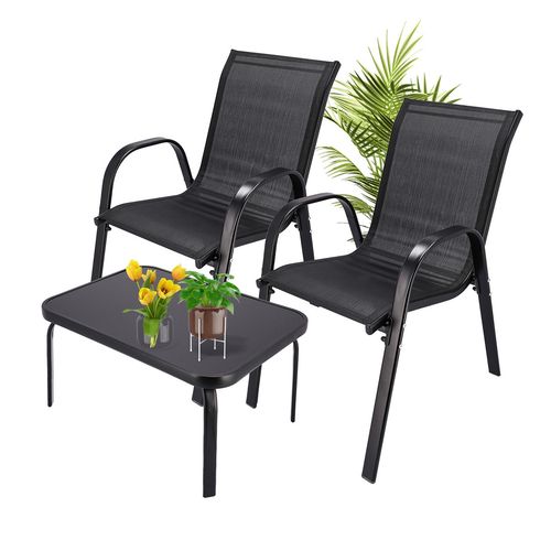 Classic Black Forest Garden Furniture Set, Textilene Two Chairs + Black Table, EXTRALINK L-0750 5907207224466