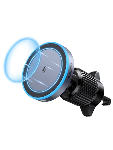Automašīnas gaisa ventilācijas magnētiskais stiprinājums ar bezvadu Qi uzlādi 15 W, pelēks UGREEN/35029 6941876230297