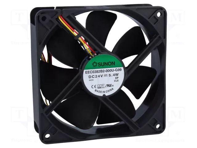 Fan: DC; axial; 24VDC; 120x120x38mm; 197.2m3/h; 44dBA; ball; 24AWG SUNON EEC0382B2-G99