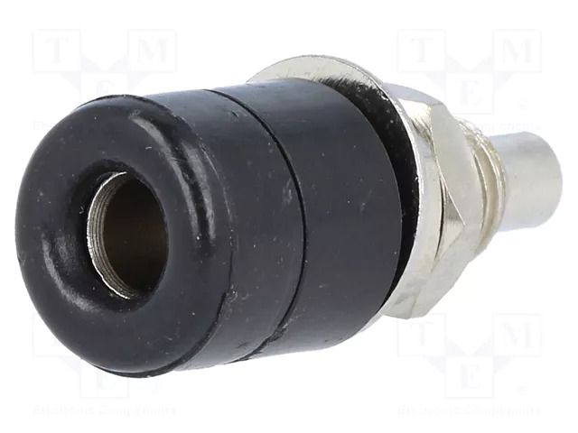 Connector: 4mm banana; socket; 20A; Cutout: Ø7.5mm; black; 5mΩ STÄUBLI EBI-40-21
