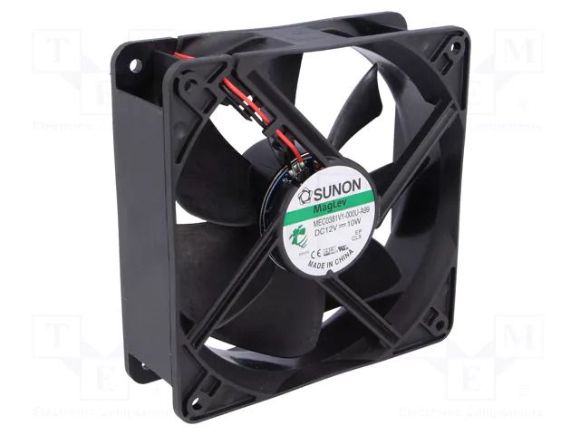 Fan: DC; axial; 12VDC; 120x120x38mm; 234.6m3/h; 48dBA; Vapo; 24AWG SUNON MEC0381V1-A99