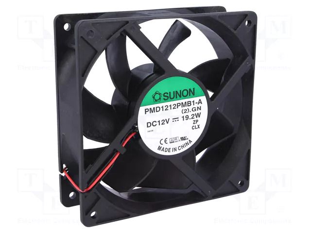 Fan: DC; axial; 12VDC; 120x120x38mm; 322.8m3/h; 54dBA; ball; 24AWG SUNON PMD1212PMB1A