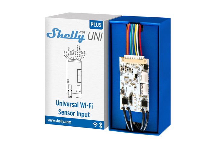 Shelly Plus Uni ir Wi-Fi kontrolēts universāls modulis dažādu ierīču pārvēršanai par viedierīcēm. 3800235265710 3800235265710