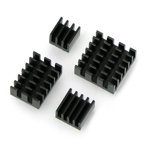 Set of heat sinks for Raspberry Pi - with heat transfer tape - black - 4pcs. DNG-18746 5904422379285