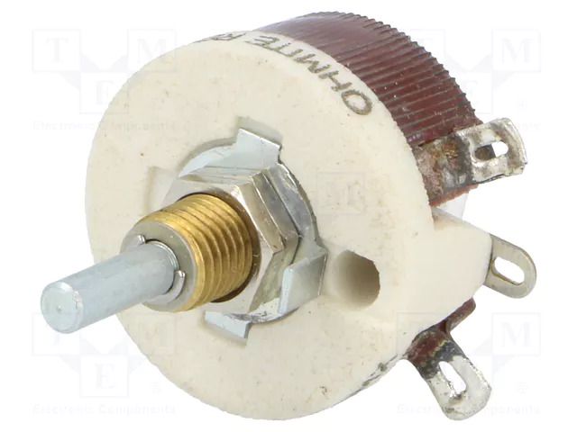 Potentiometer: shaft; single turn; 100Ω; 12.5W; 3.18mm; wirewound OHMITE RES100E