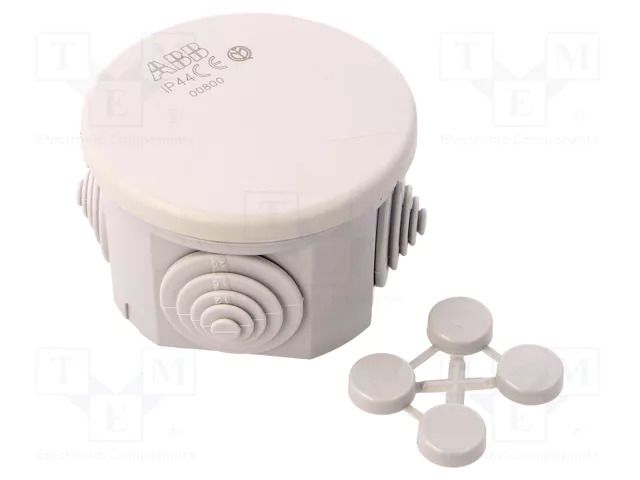 Enclosure: junction box; Ø: 66mm; Z: 35mm; wall mount; IP44; grey ABB ABB-00800