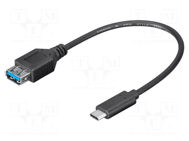 Cable; OTG,USB 3.0; USB A socket,USB C plug; 0.2m; black; PVC GOOBAY USB3.0-USB3.1