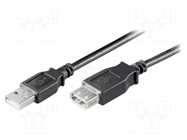 Cable; USB 2.0; USB A socket,USB A plug; 0.3m; black; Cu; PVC GOOBAY USB-EXT/0.3BK