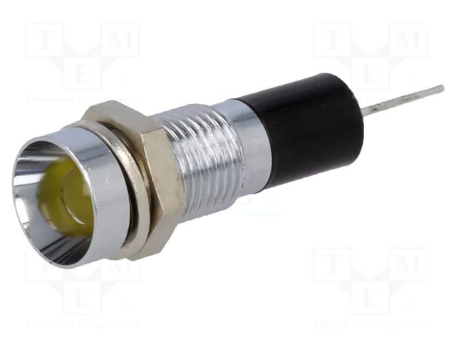 Indicator: LED; recessed; yellow; 24VDC; Ø8mm; for PCB; brass MENTOR 2692.8371