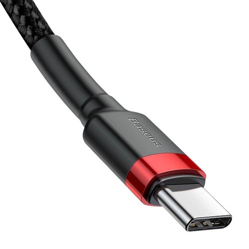 Baseus CATKLF-H91 USB-C - USB-C PD QC cable 60W 3A 480Mb/s 2m - black and red, Baseus 6953156285248 6953156285248