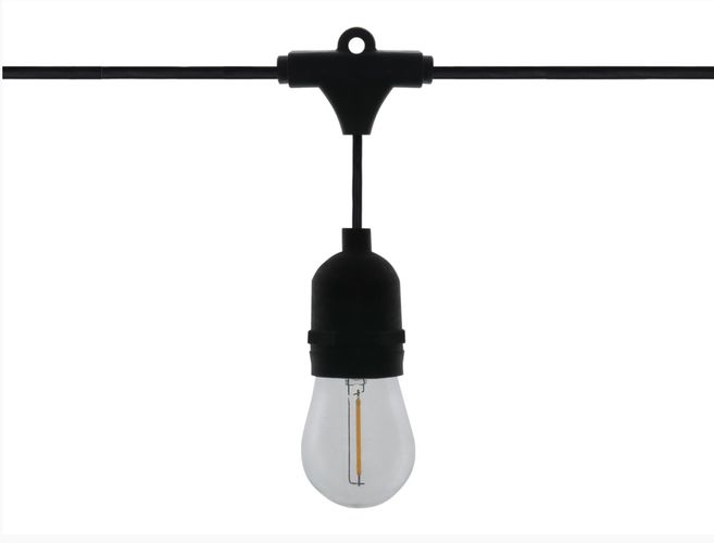LED Virtene ar 10 gab E27 1W FILAMENT spuldze, silti balta 2700K, IP65, LEDOM, 5 metri 477323 5907777477323