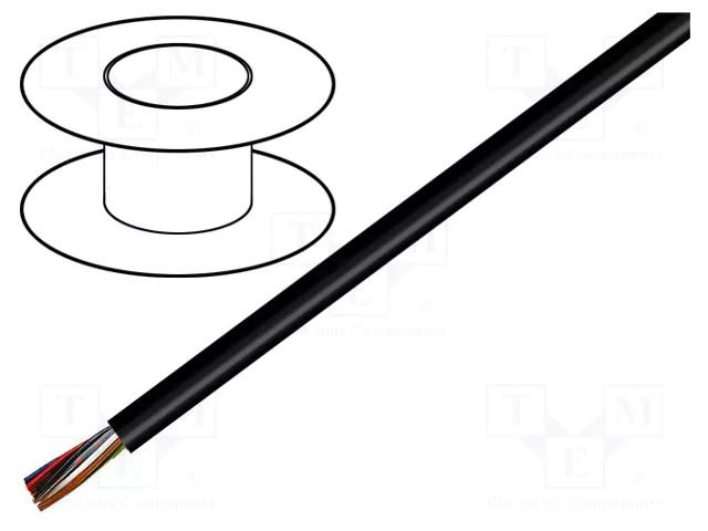 Wire; LiYY; 5x0.34mm2; unshielded; 300V; Cu; stranded; black TECHNOKABEL LIYY-BK-5X0.34