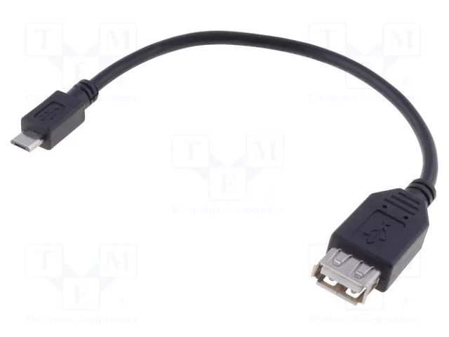 Cable; OTG,USB 2.0; USB A socket,USB B micro plug; 0.2m; black GOOBAY TCAB-311