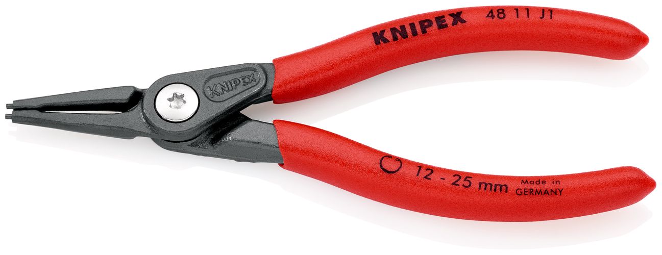 KNIPEX 48 11 J1 Precision Circlip Pliers for internal circlips in bore holes with non-slip plastic coating grey atramentized 140 mm 48 11 J1 4003773048527