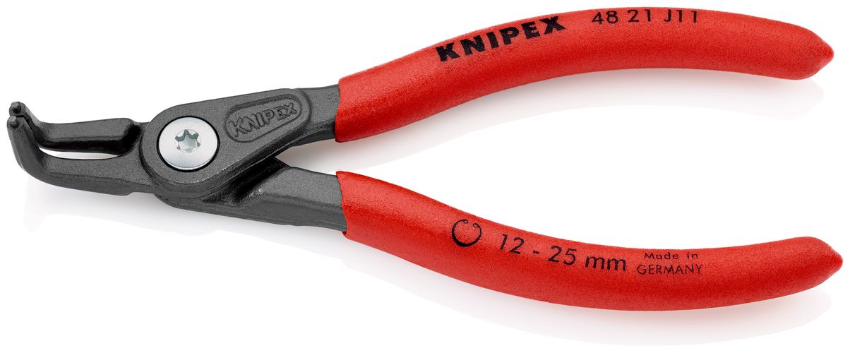 KNIPEX 48 21 J11 Precision Circlip Pliers for internal circlips in bore holes with non-slip plastic coating grey atramentized 130 mm 48 21 J11 4003773048633