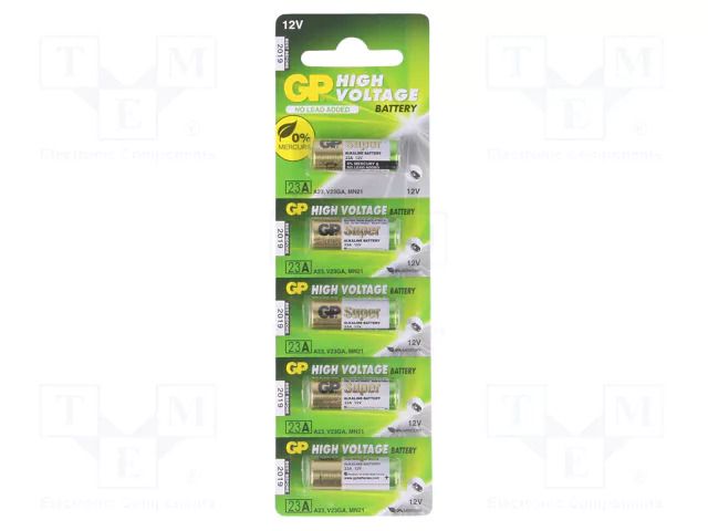 Battery: alkaline; 23A,8LR932; 12V; non-rechargeable; Ø10x28mm GP BAT-23A-B5