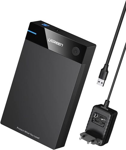 Cietā diska korpuss 3,5/2,5" HDD, SSD SATA 3.0 5Gbps ar USB-A uz USB-B kabeli 1,0 m, melns, melns UGREEN/50422 6957303854226