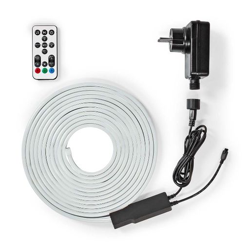Viedās led lentes komplekts, IR pults un savienojams ar Wi-Fi,  24V, 32W, 5m, 192lm/m, RGB, mitrumizturīgs IP65, Nedis Smart Life WIFILN51CRGB 5412810335084
