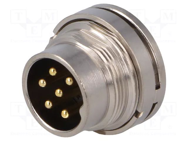 Connector: M16; socket; male; PIN: 6; 5A; 125V; soldering; straight BULGIN PXMBNI16RPM06ASC