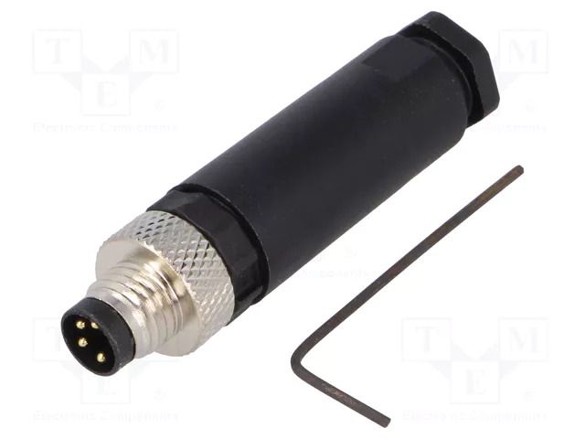 Connector: M8; male; PIN: 4; 30V; IP67; straight; for cable; plug BULGIN PXPPAM08FIM04AST