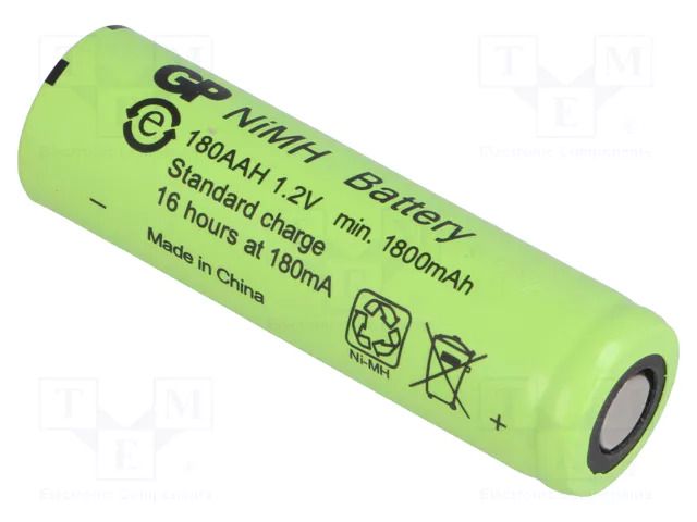 Re-battery: Ni-MH; AA; 1.2V; 1800mAh; Ø14.5x50mm; 180mA GP ACCU-AA1800/GP