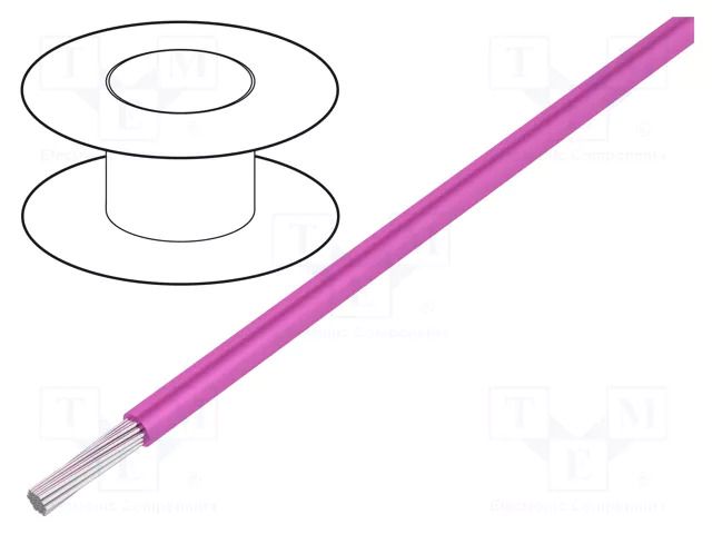 Wire; TLYc; stranded; Cu; 0.124mm2; PVC; pink; 150V; 500m; Class: 5 TECHNOKABEL TLY-0.124C-PK