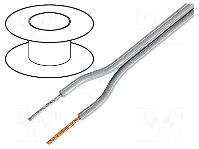 Wire: loudspeaker cable; 2x1mm2; stranded; OFC; grey; unshielded TASKER TAS-C100-1.00