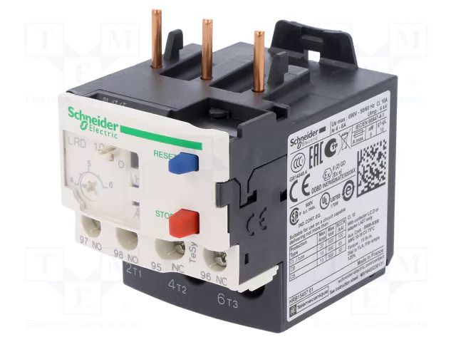 Thermal relay; Leads: screw terminals; 4÷6A; TeSys D SCHNEIDER ELECTRIC LRD10