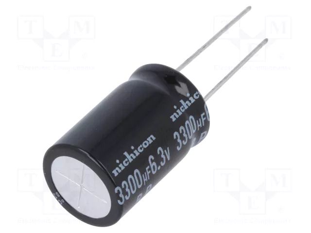 Capacitor: electrolytic; bipolar; THT; 3300uF; 6.3VDC; Ø16x25mm NICHICON UEP0J332MHD