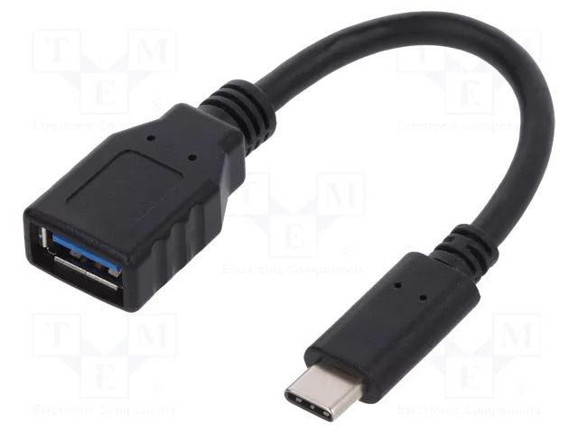 Cable; OTG,USB 3.2; USB A socket,USB C plug; 150mm; black; 15W; 3A LOGILINK CU0098