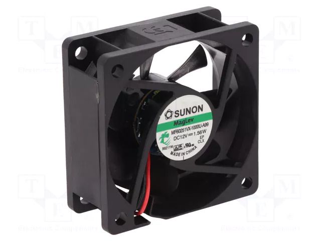 Fan: DC; axial; 12VDC; 60x60x25mm; 45.63m3/h; 31.2dBA; Vapo; 5200rpm SUNON MF60251VX-A99-A